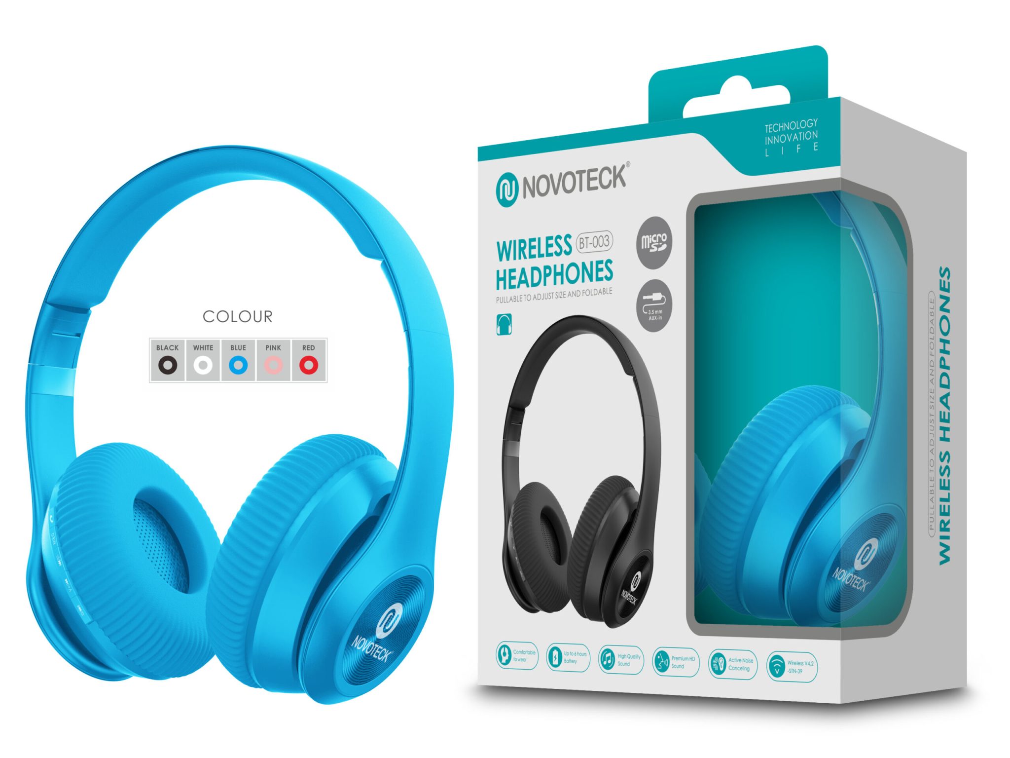 Auscultador Bluetooth Azul BT-003