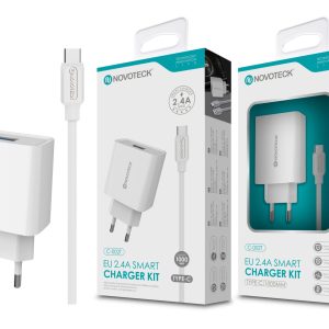 Carregador com Cabo Type-C Branco 2.4A 1 USB NOVOTECK C-002T