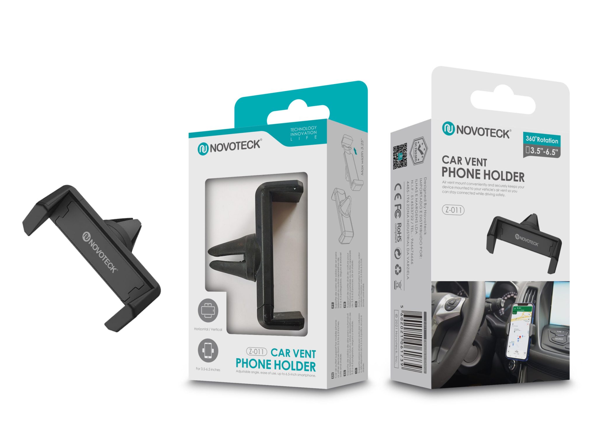 Suporte para Telemóvel de Ventilação Negro Z-011 Rotação 360