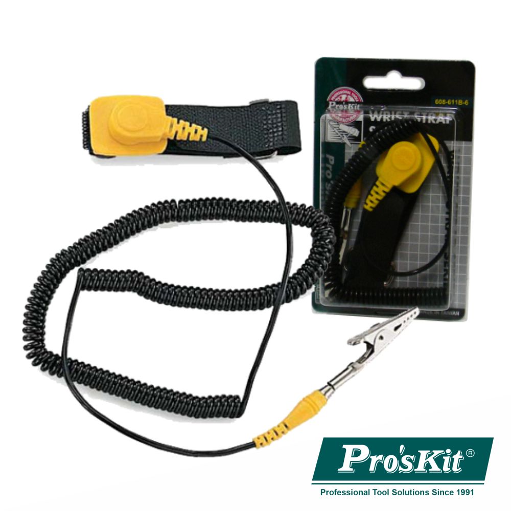 PULSEIRA ANTI-ESTÁTICA PRETA E AMARELA PROSKIT