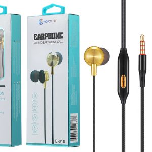 E-018 Auriculares Metal Com Micro Dourado