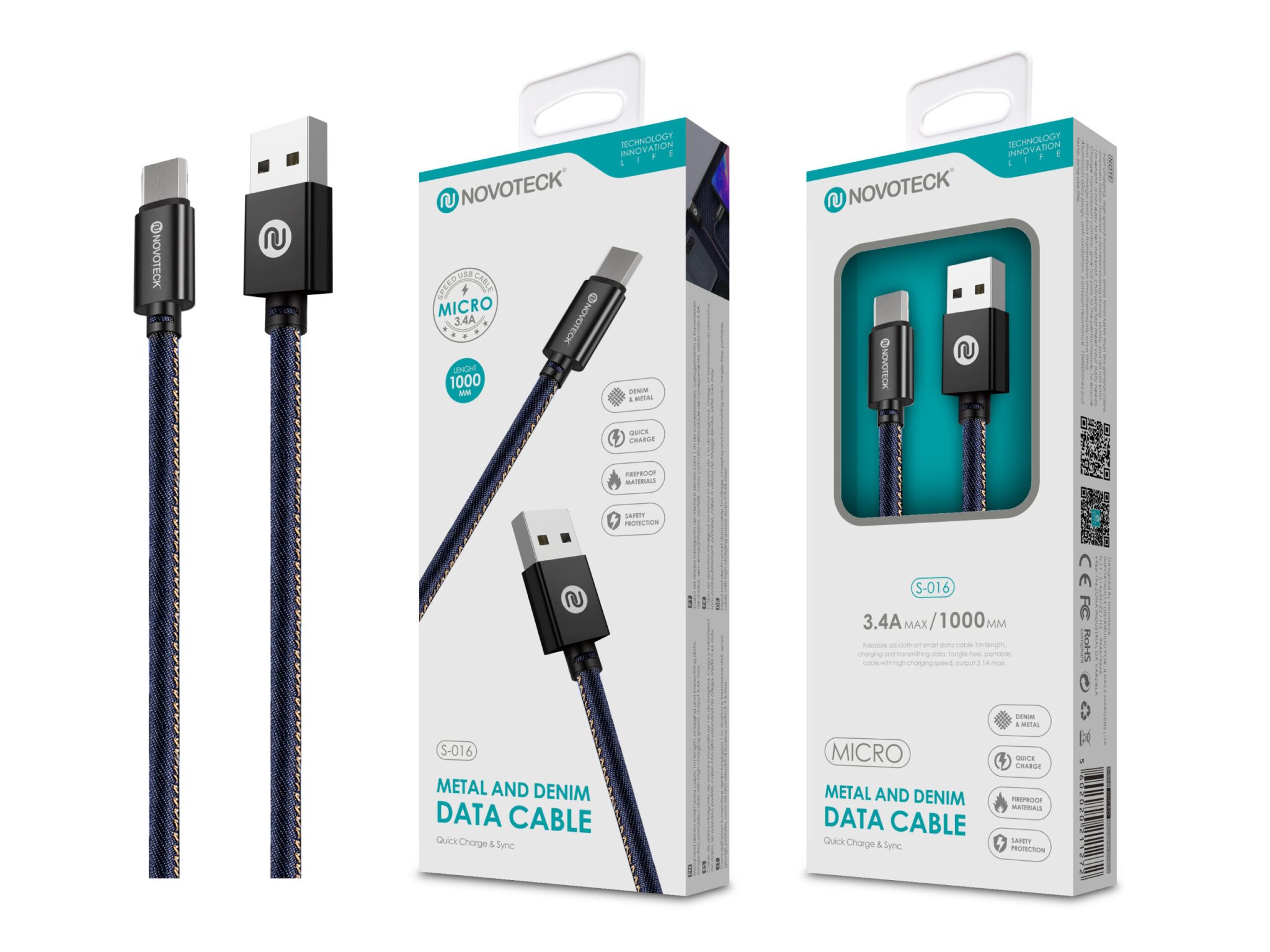 Cabo Micro USB Ganga 3.4A 1M S-016