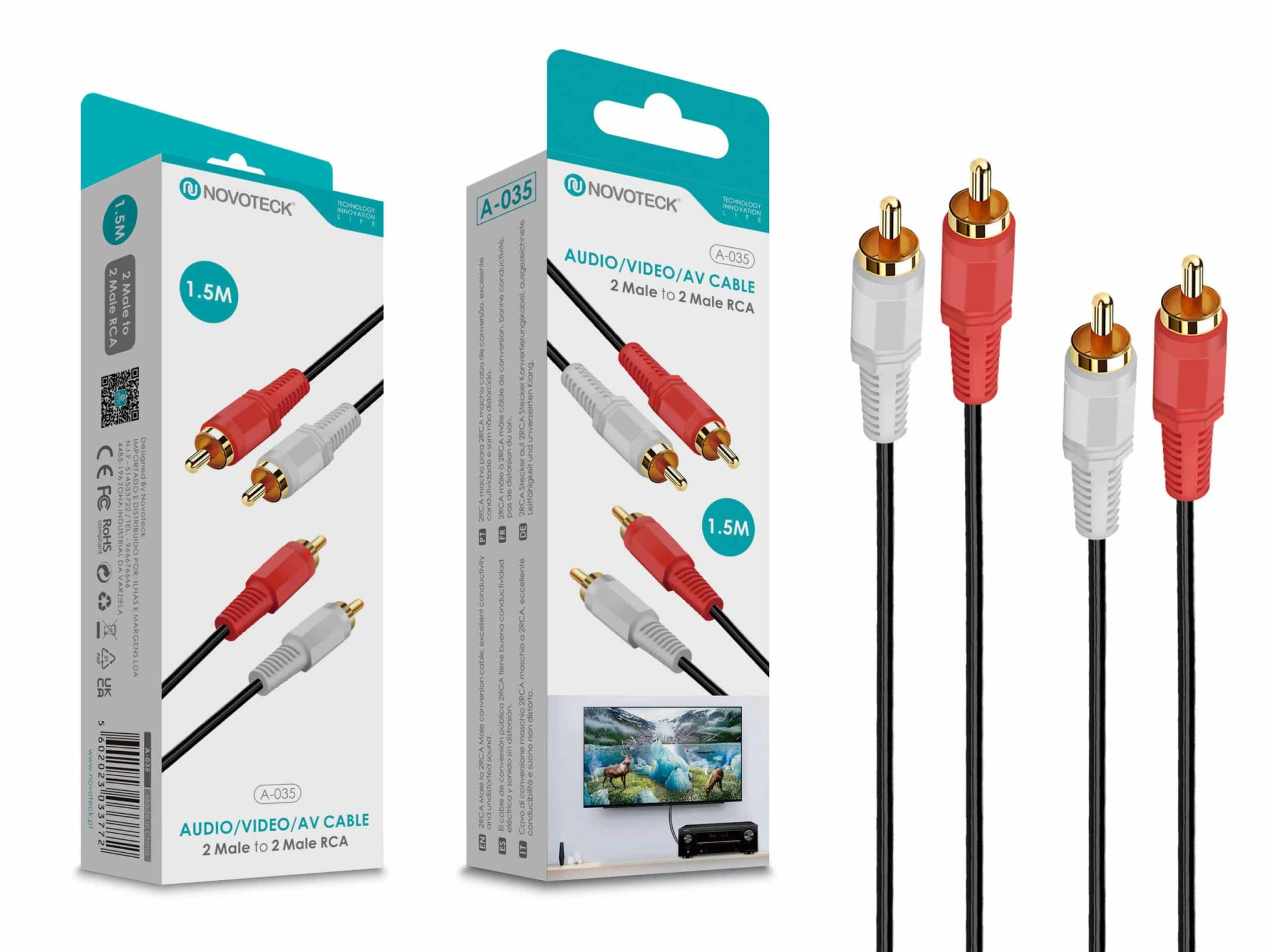 Cabo 1.50M Rca 2 Macho To Rca 2 Macho NOVOTECK A-035