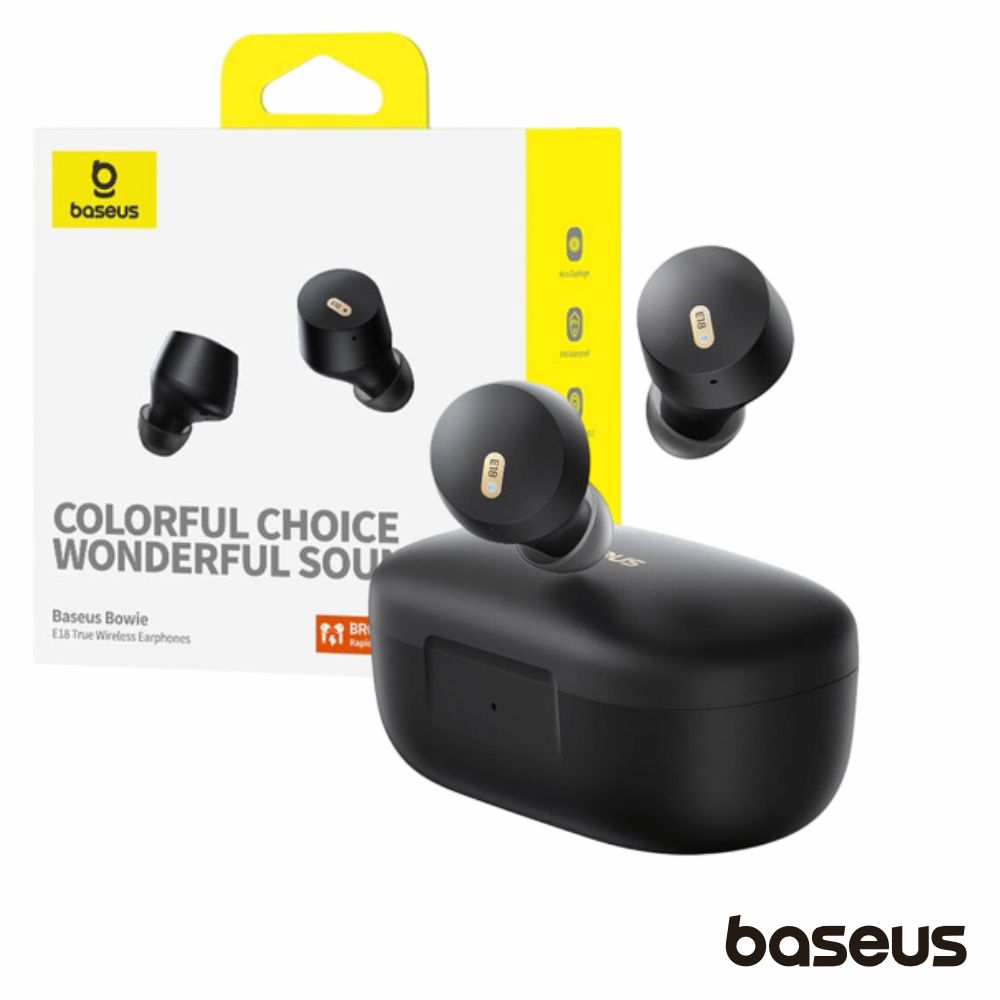 Auriculares Earbuds TWS Bluetooth Bowie E18 Preto BASEUS