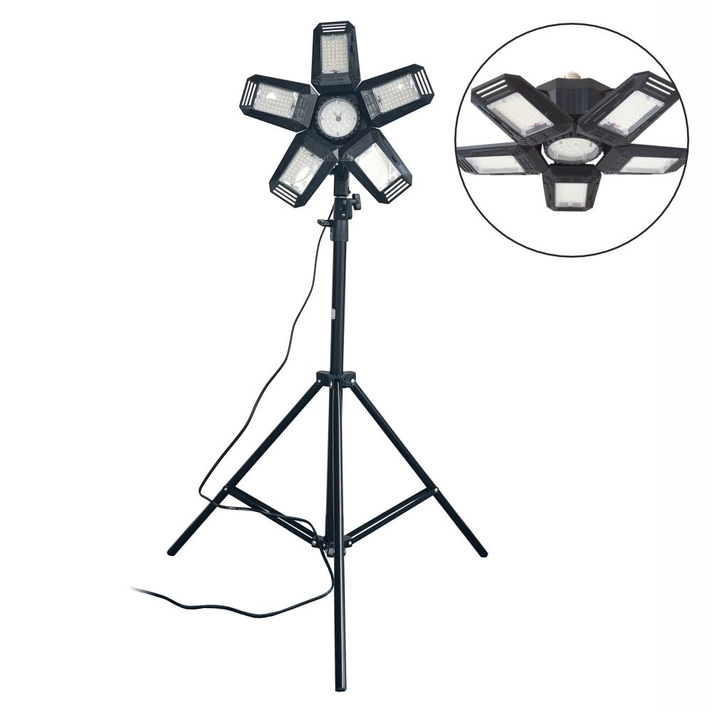 Foco LED C/ 5 Paineis Ajustáveis 55W 6500K IP20 C/ Tripé