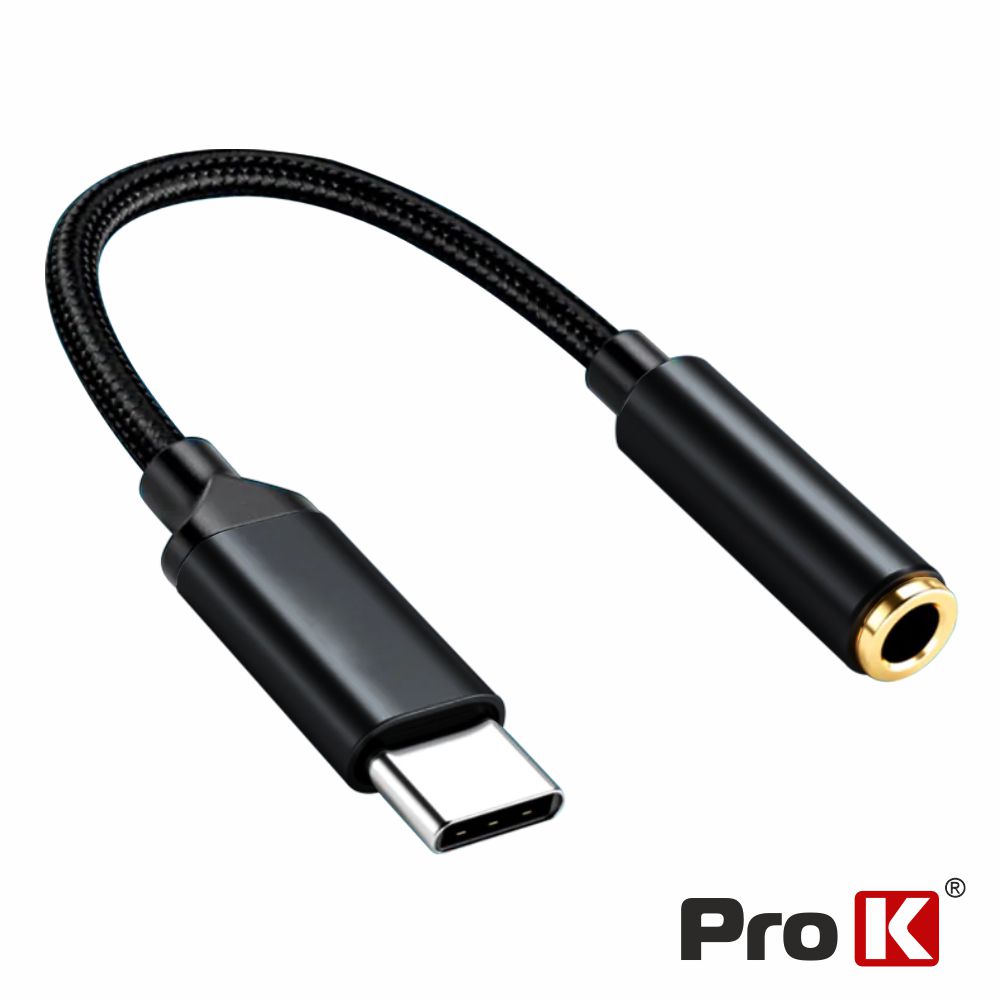 Cabo Adaptador USB-C Macho / Jack 3.5mm Fêmea PROK