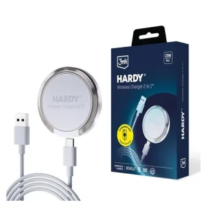Carregador Sem Fio 3mk Hardy 2 em 1 15w Branco