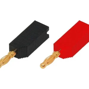 Ficha Banana Dourada com Tomada Banana Preto+Verm.