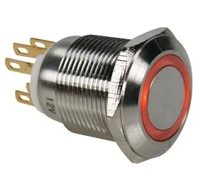 Interruptor Puls. em Aço Escovado - 1no 1nc- Lar.