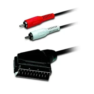 Cabo Scart Macho para 2 Rca Macho