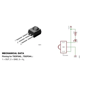 Recetor Infravermelhos Integrado 38khz 45º 2.5-5.5