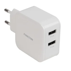 Carregador 2x Usb 5v / 2,4a (Branco) - Fonestar