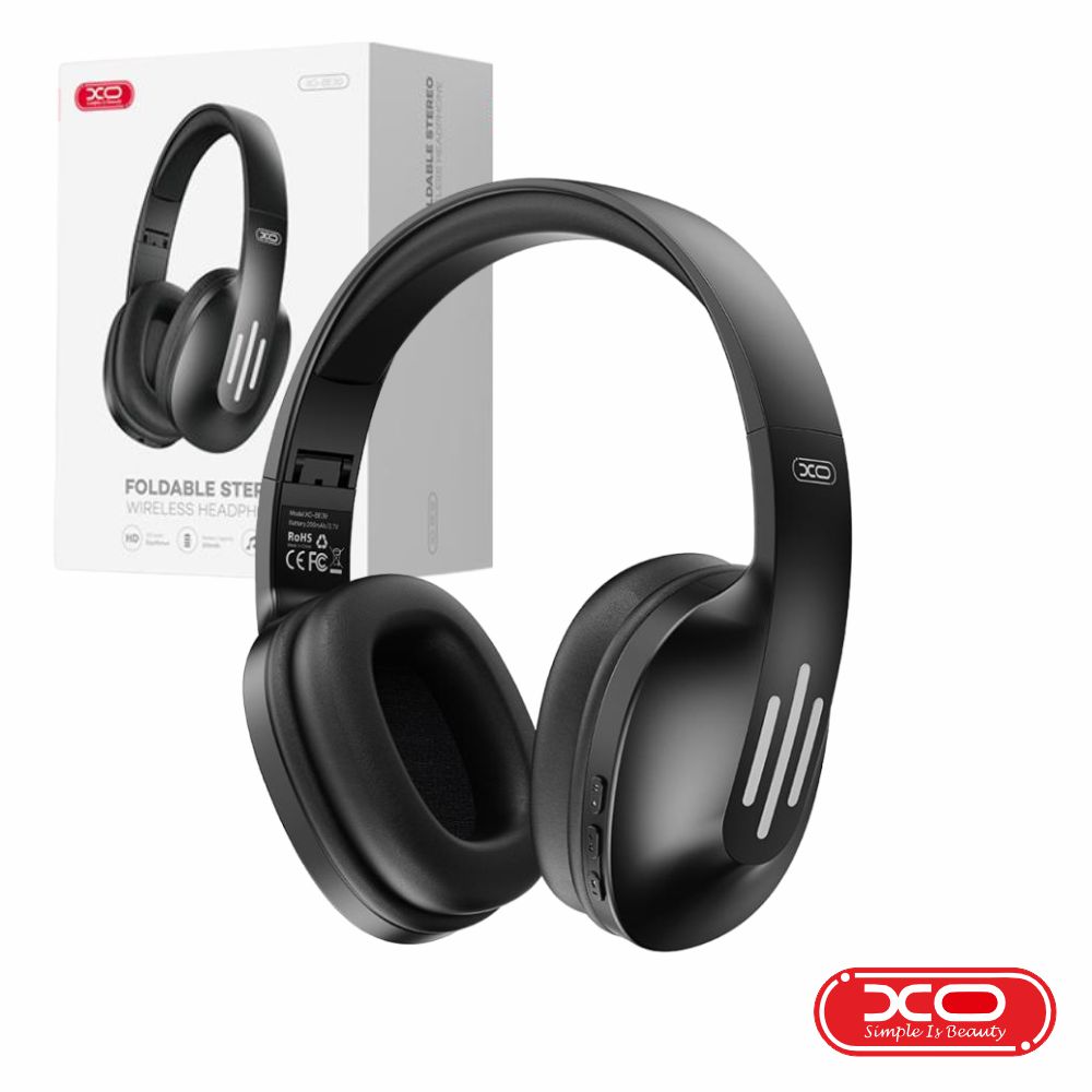 Auscultadores S/ Fios Stereo AUX FM Bluetooth 5.0 Preto XO