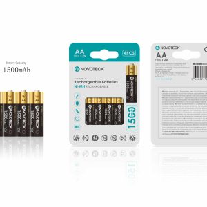 Pilhas Recarregáveis AA HR6 Ni-MH NOVOTECK 1500mAh – Pack de 4 Unidades BL-11