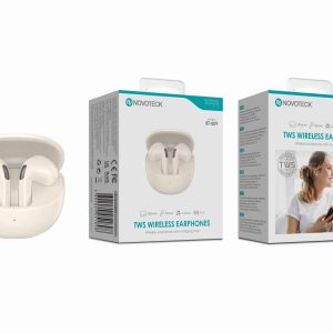 Auriculares Bluetooth TWS Beje BT-009 – Estojo de Carregamento, Design Elegante