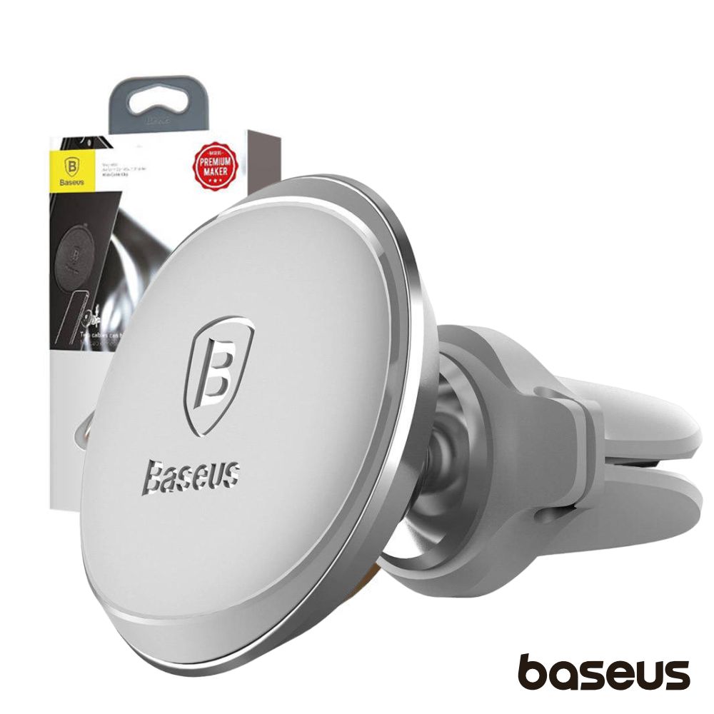 Suporte Telemóvel Magnético C/ Porta Cabos Prateado BASEUS