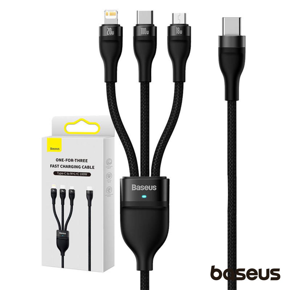 Cabo USB-C p/ MicroUSB/USB-C/Lightning Macho 1.5M 100W