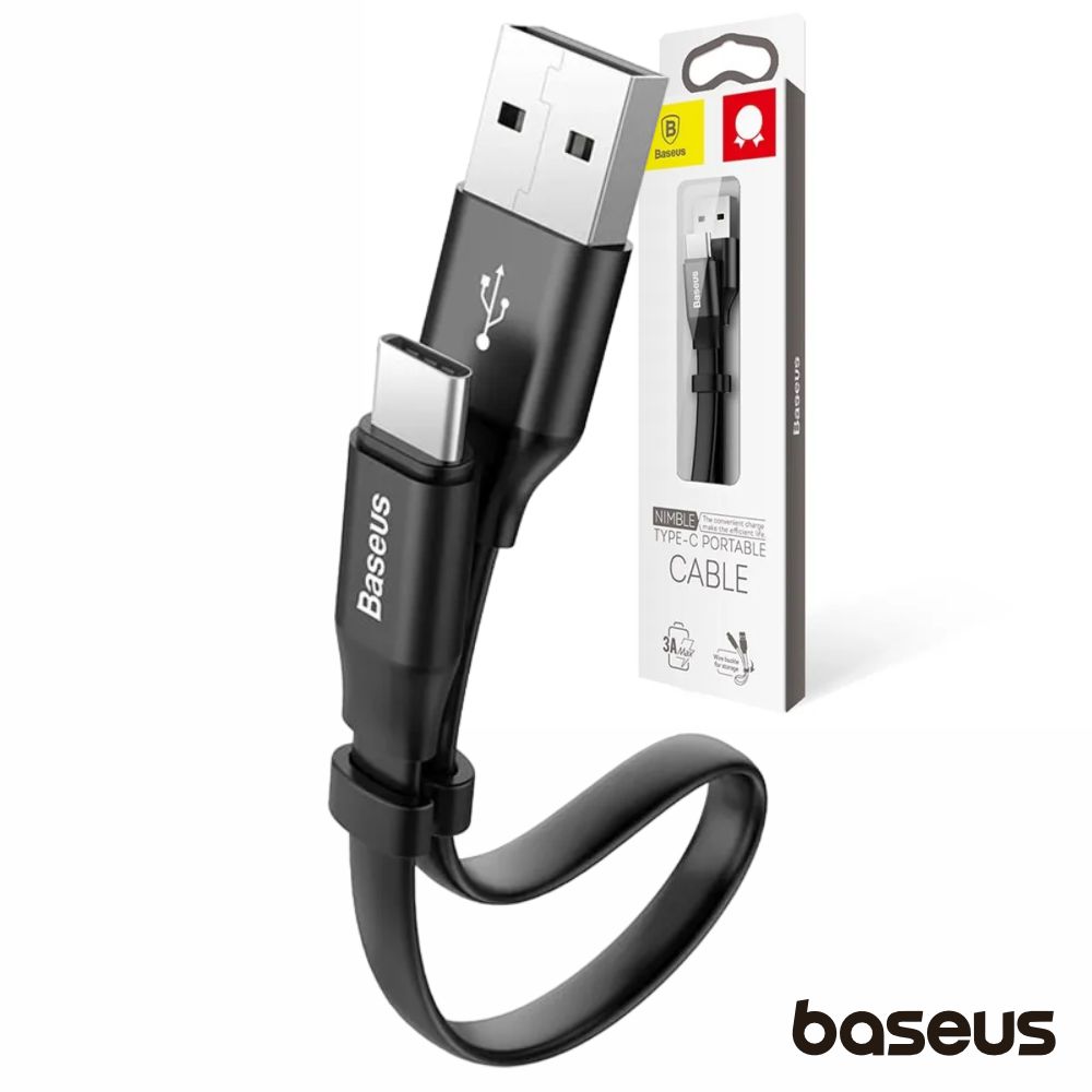Cabo Flat USB-A Macho P/ USB-C Macho 0.23m Preto BASEUS