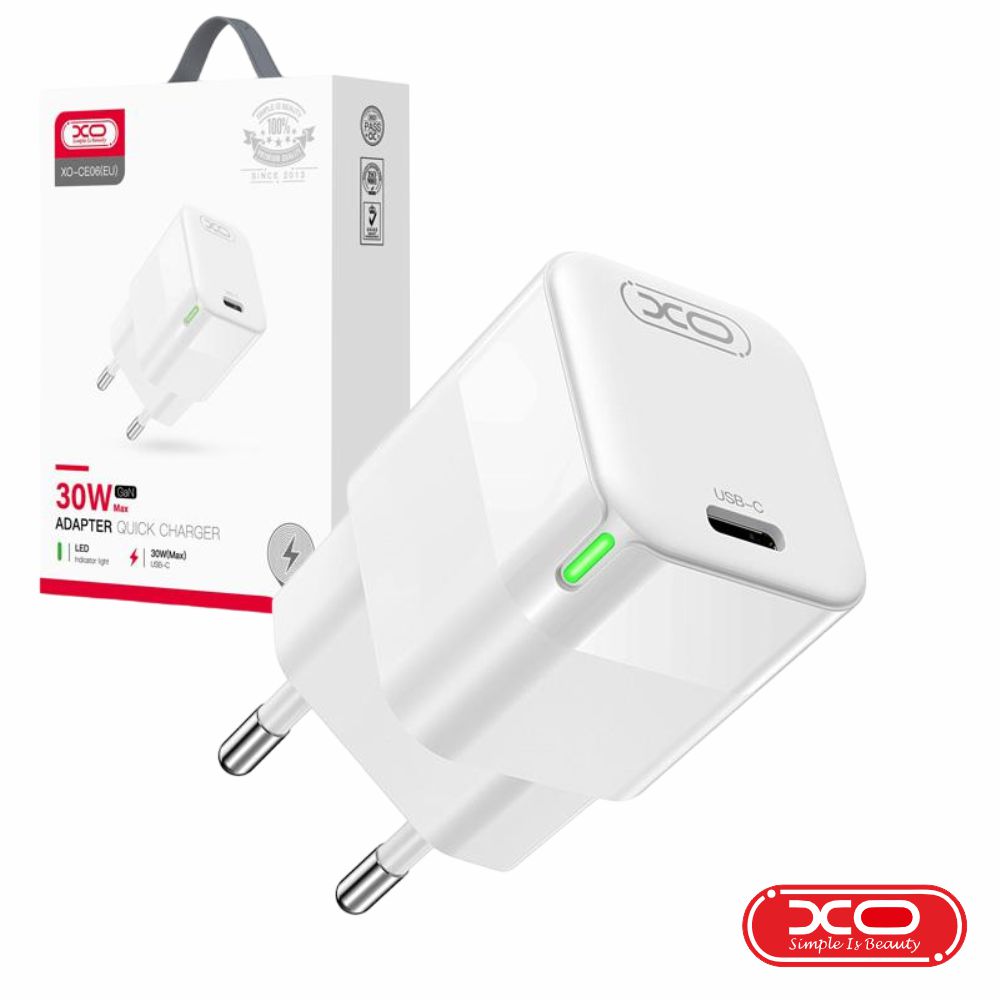 Alimentador USB-C PD 30W GaN 3A Branco XO