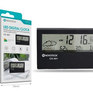 Relógio Digital LED Multifuncional NOVOTECK CK-001 Alarme e Funções de Temperatura e Umidade Negro