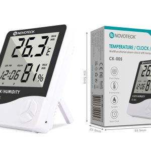Relógio Digital NOVOTECK CK-005 com Indicador de Temperatura e Umidade - Alarme e Monitoramento Ambiental