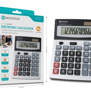 Calculadora Eletrônica NOVOTECK CLR-002 de 12 Dígitos com Funções Estatísticas e Energia Solar