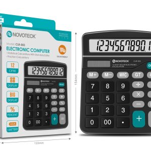 Calculadora Eletrônica Solar NOVOTECK CLR-003 com Display de 12 Dígitos e Energia Solar
