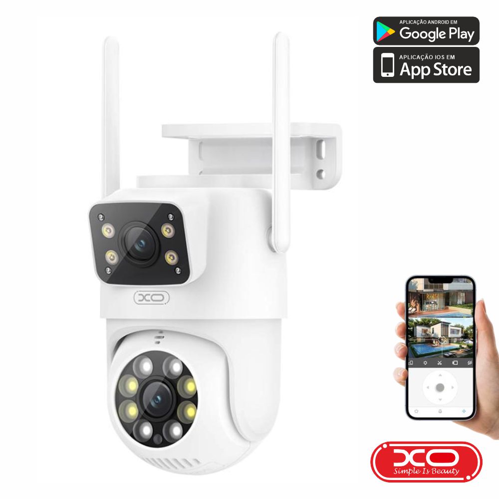 Câmara Vigilância IP Dupla 1080p 4MP WiFi XO