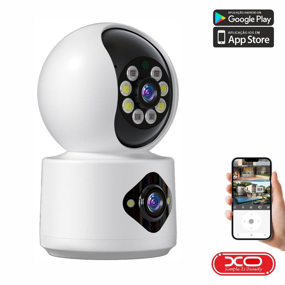 Câmara Vigilância IP Dupla 1080p 24MP WiFi+BT XO