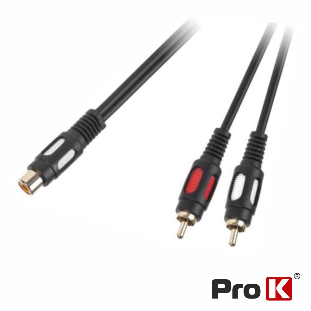CRCA021/025 cabo rca fêmea / 2-rca macho dourado 25cm prok