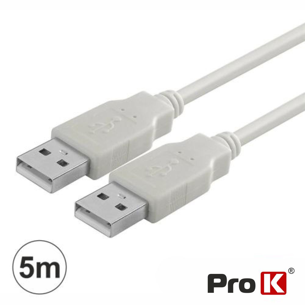 Cabo USB-A 2.0 Macho / USB-A Macho 5m PROK