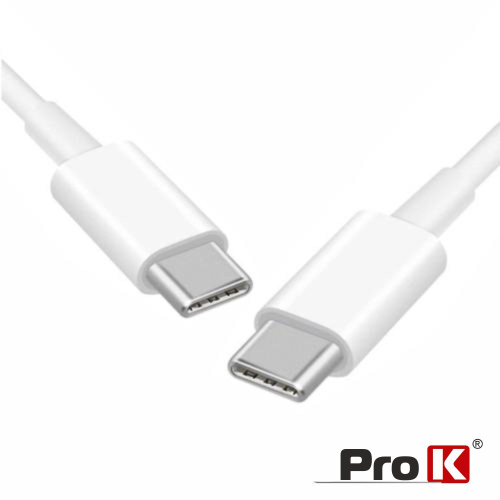 Cabo USB-C 2.0 Macho / USB-C Macho 1M Branco PROK