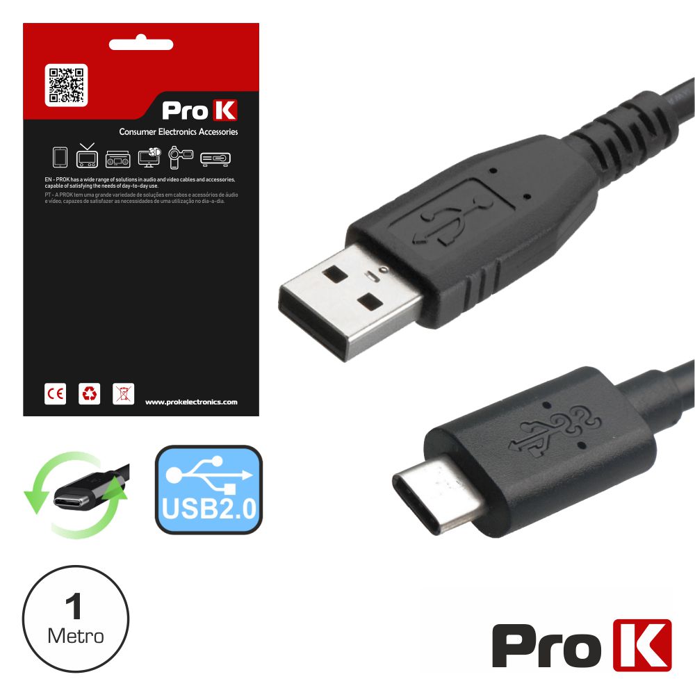 CUSB313/1 CABO USB-C 2.0 MACHO / USB-A MACHO 1M PROK