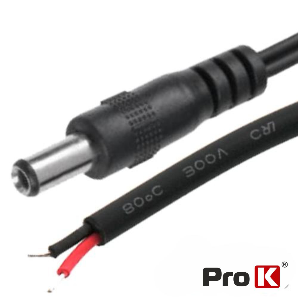 FICHA ALIMENTAÇÃO DC FÊMEA 5.5X2.1MM 15MM C/ CABO PROK