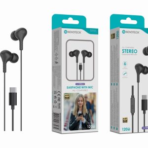 Auriculares Estéreo com Microfone Novoteck E-038 – Conexão USB-C, Áudio Hi-Fi
