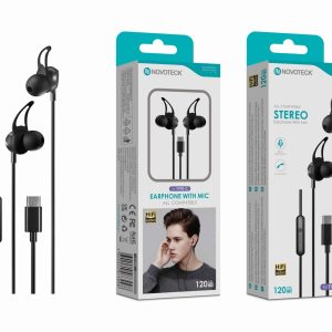 Auriculares Estéreo com Microfone Novoteck E-040 – Conexão USB-C, Áudio Hi-Fi