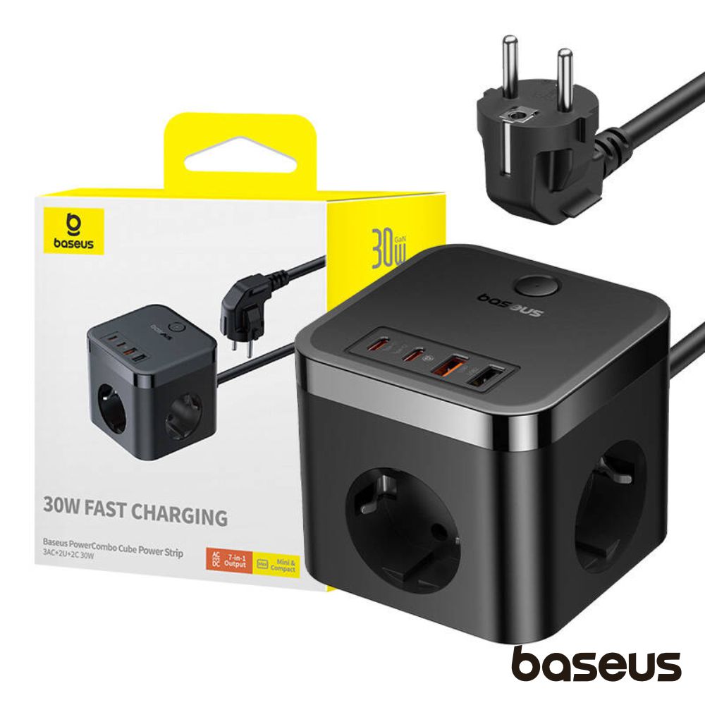 Estação de Carregamento 3x Schuko 2x USB-A 2x USB-C 30W 1.5m