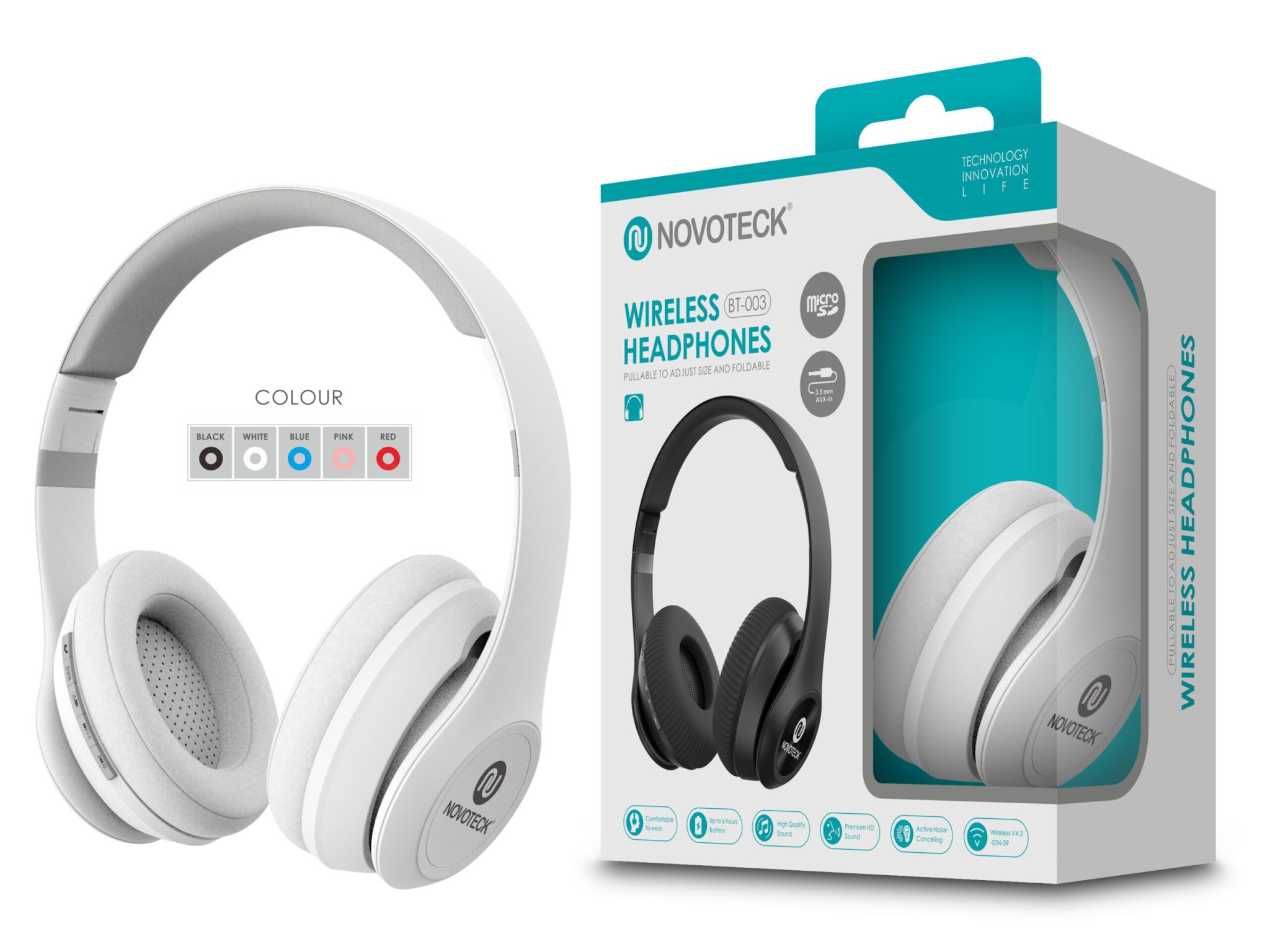 Auscultador Bluetooth Branco BT-003