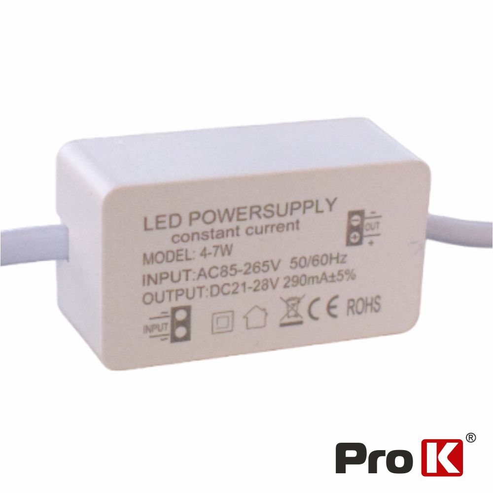 Fonte de Alimentação P/ LED 4-7W 21-28V 290mA PROK