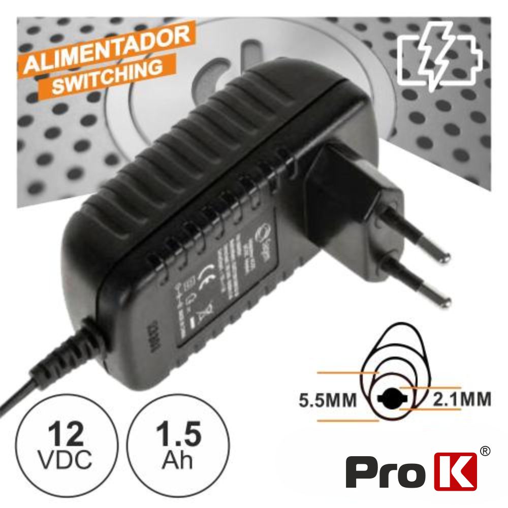 ALIMENTADOR SWITCHING 12V 1.5A 2.1/5.5 PROK
