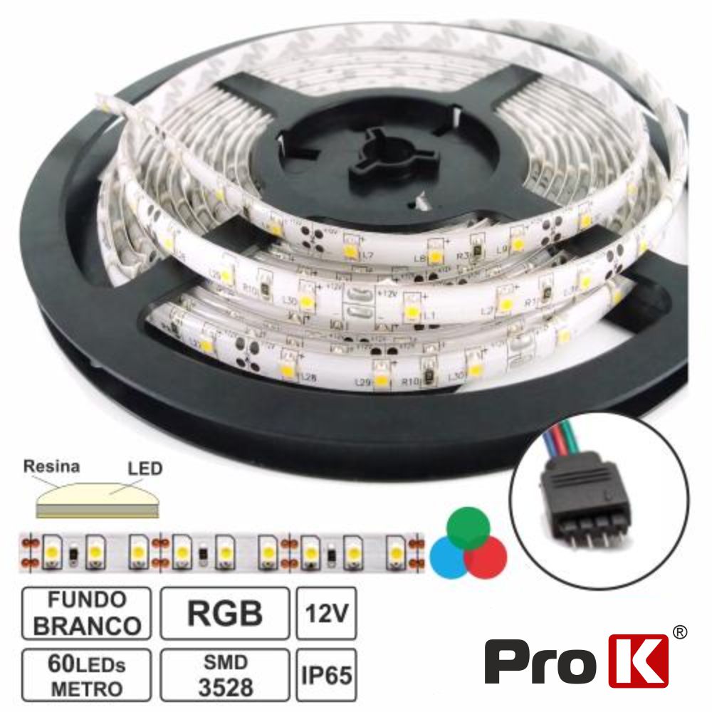 FITA 300 LEDS 3528 IMPERMEÁVEL RGB 12V 5M PROK