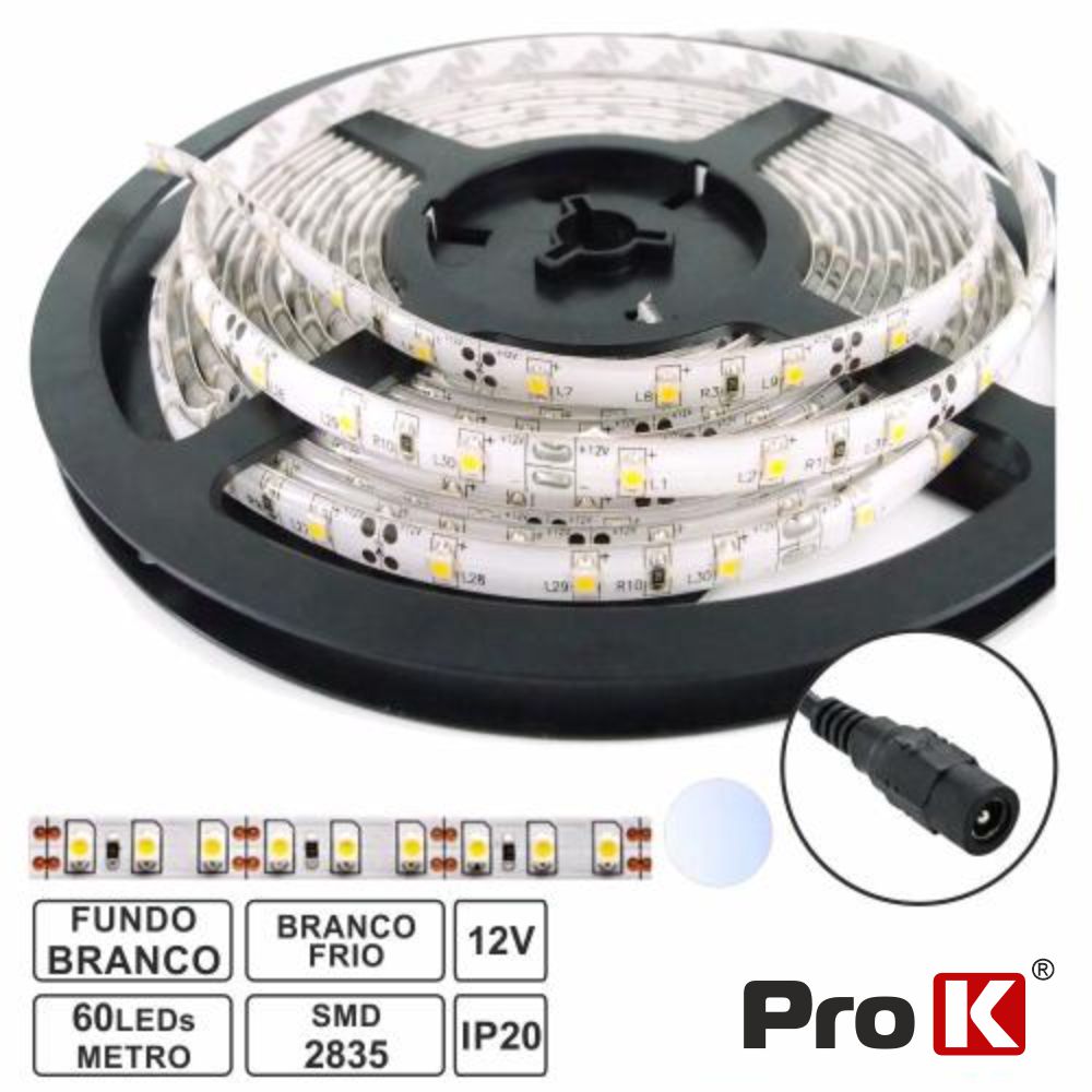 FITA 300 LEDS 2835 BRANCO FRIO 12V 5M PROK