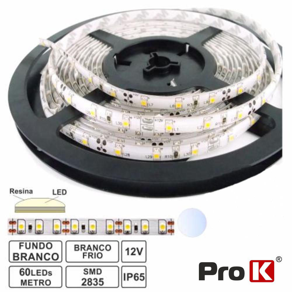 FL43CW Fita 300 leds 2835 impermeável branco frio 12v
