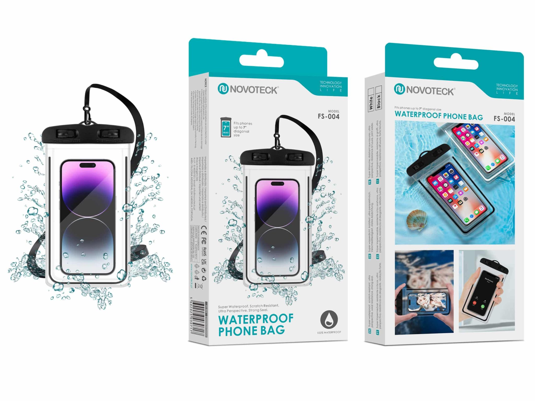 Bolsa Impermeável Negro para Telemóvel FS-004 – Compatível com Smartphones até 7"