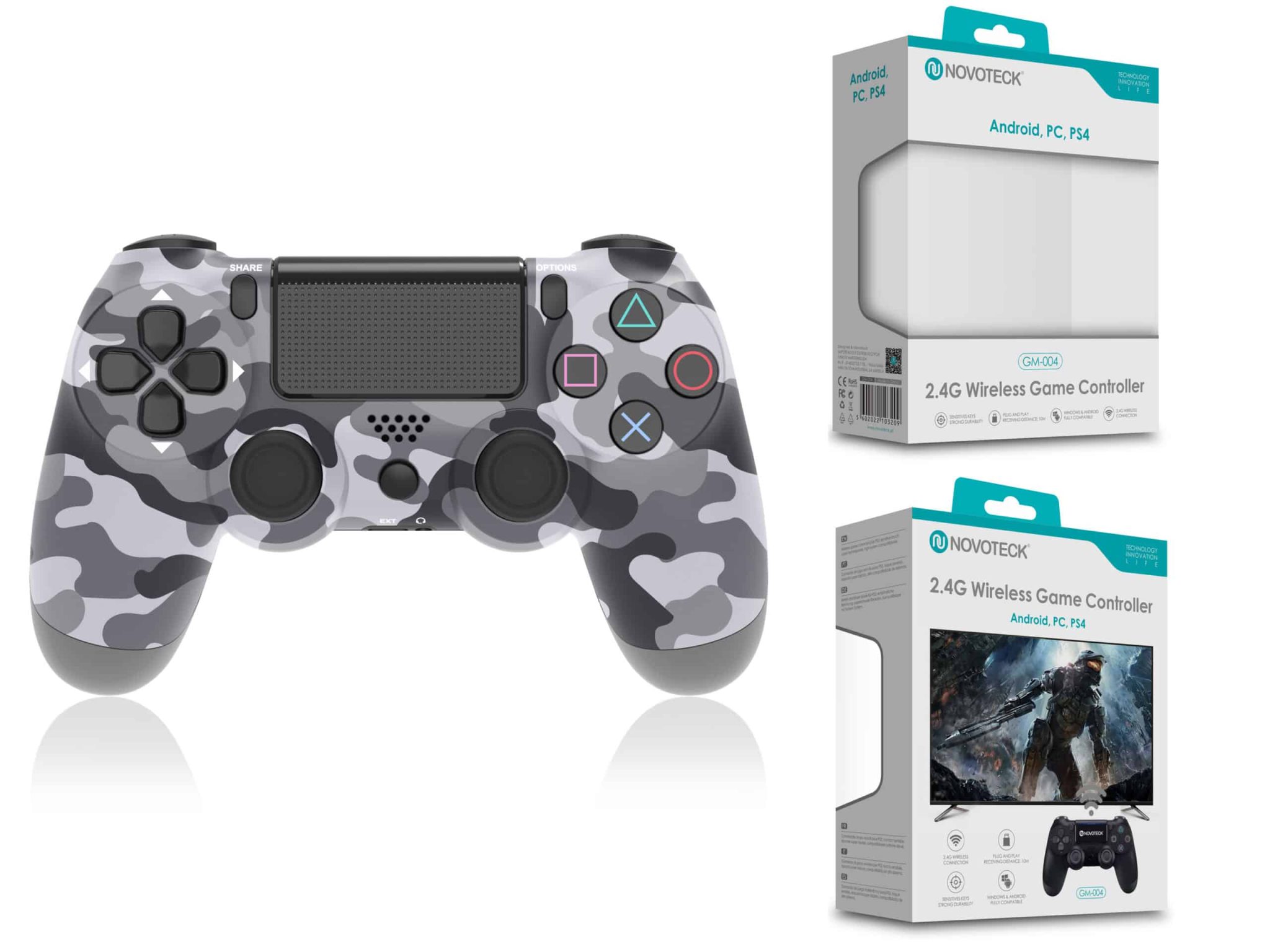Comando Jogo PS4-PC-Android Tropa Cinza Sem Fio 2.4G GM-004