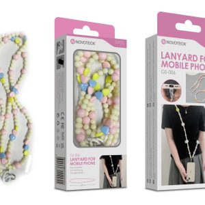 Cordão Pastel com Corações para Telemóvel NOVOTECK GS-006 - Alegre e Prático Design 1