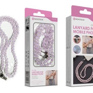 Cordão Pedra Pêssego para Telemóvel NOVOTECK GS-008 Roxo