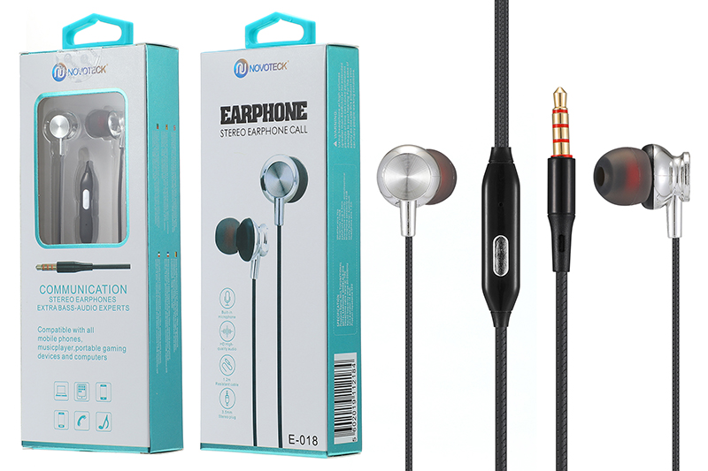 E-018 Auriculares Metal Com Micro Prateado