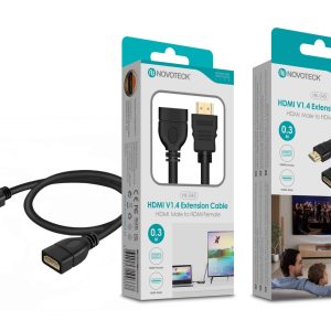 Cabo de Extensão HDMI V1.4 Novoteck HK-045 – Macho para Fêmea, 0,3m