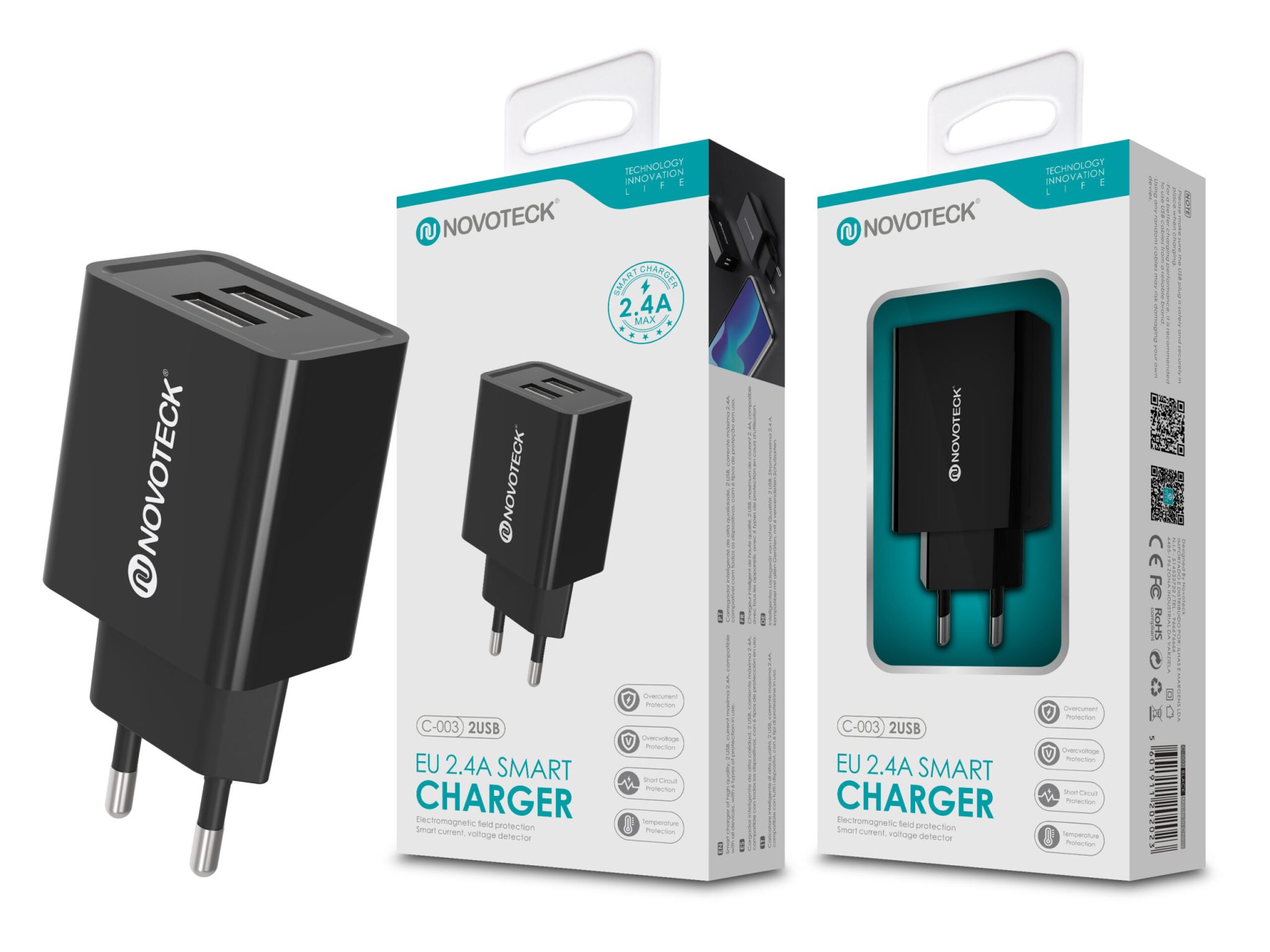 Carregador 2.4A 2 USB Negro NOVOTECK C-003